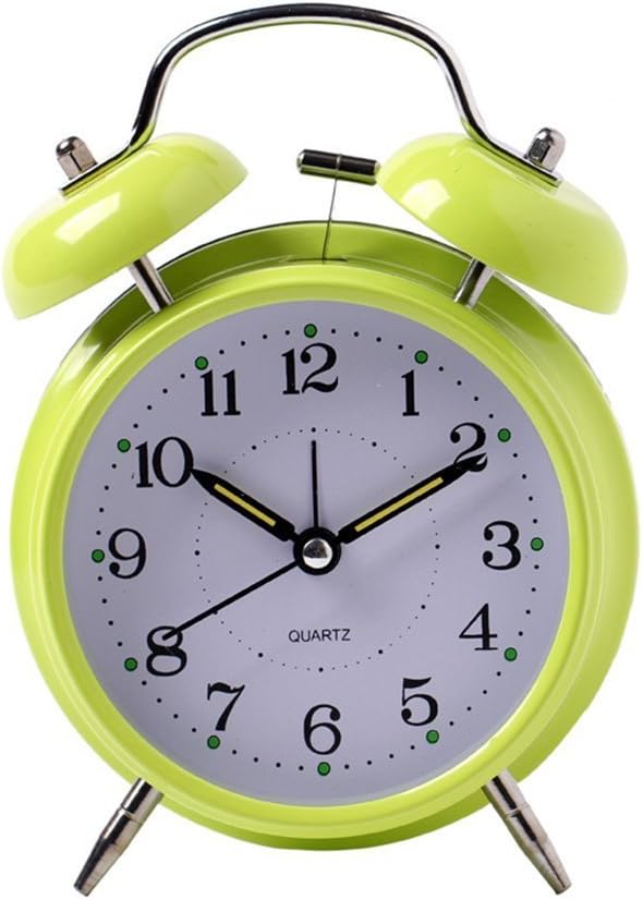 4 Inch Metal Double Bell Alarm Clock with Night Light