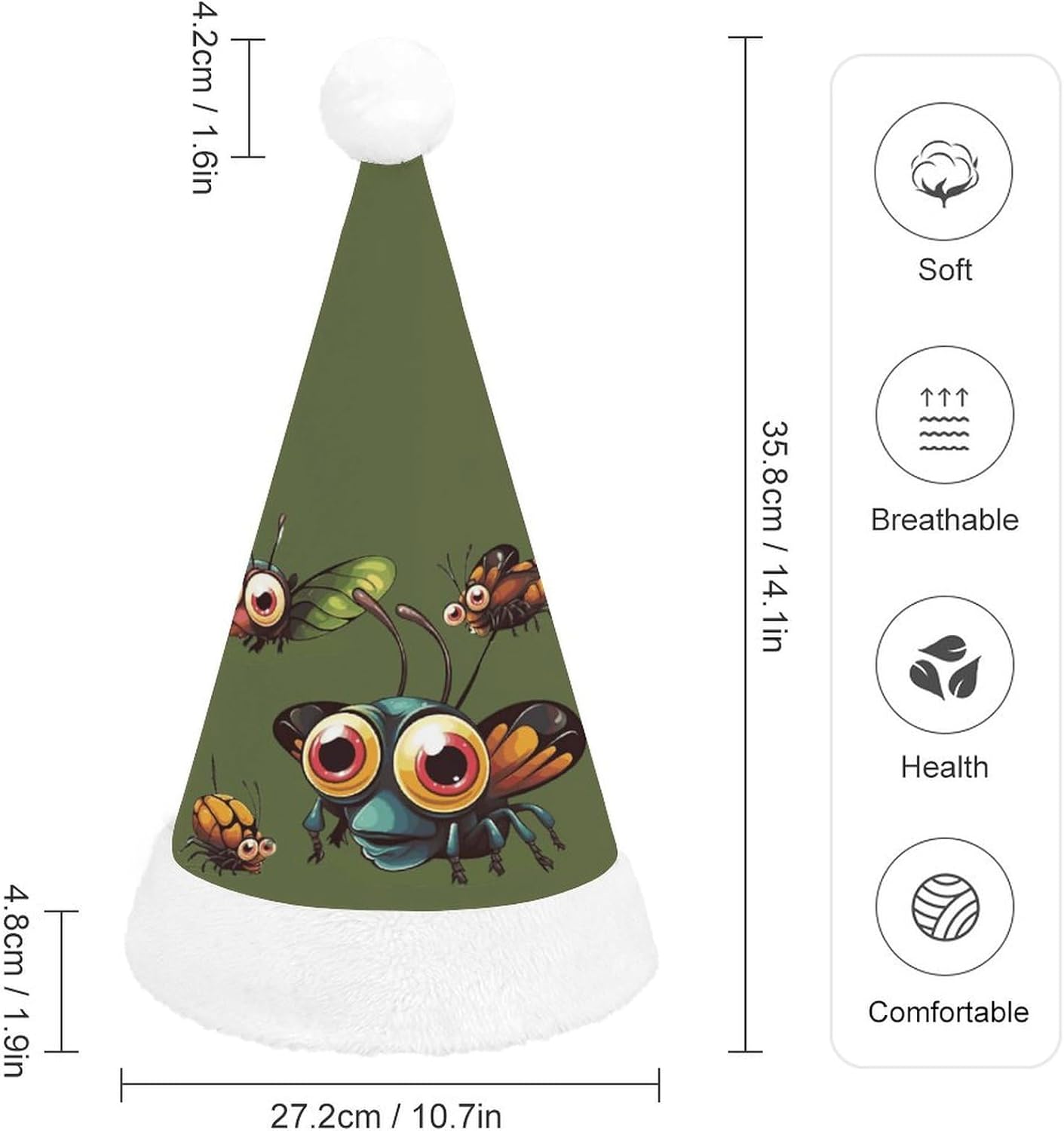 NWGHM Cartoon Insect Santa Christmas Hat for Adults
