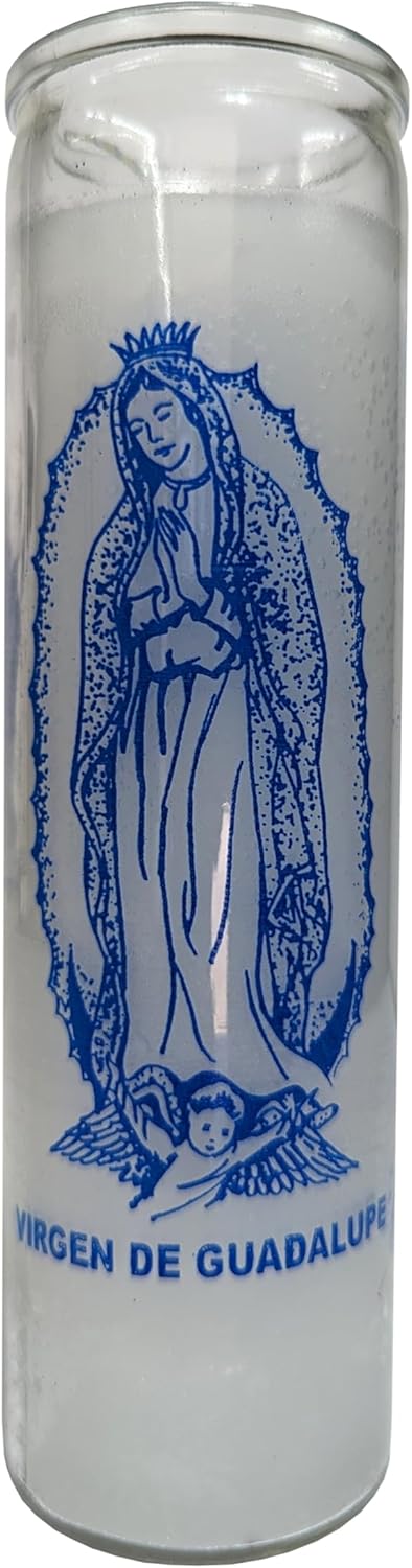 Generic Virgin de Guadalupe 8 Inch Pillar Candle White