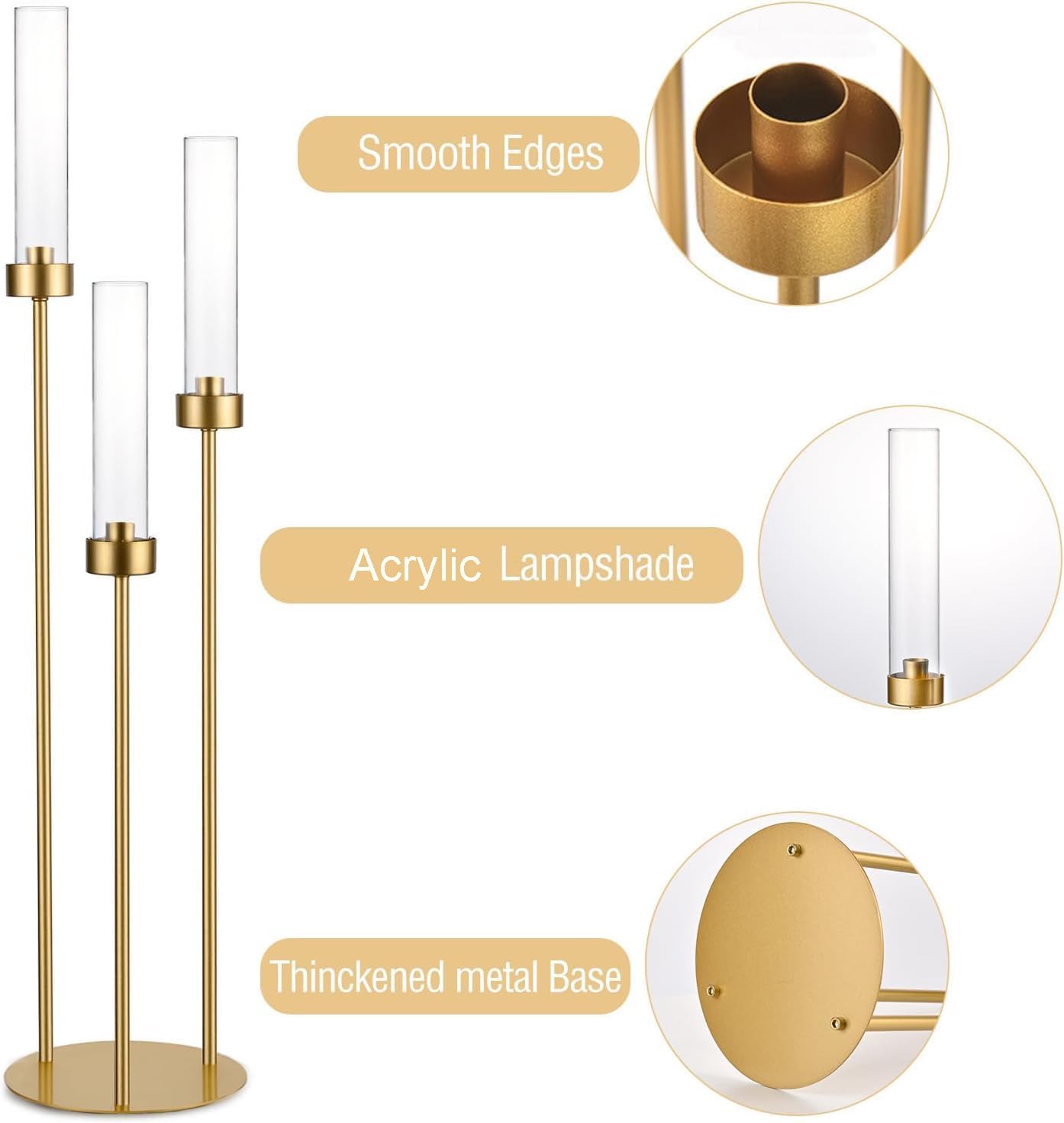 Vincidern 20pcs Gold Candelabra with Acrylic Lampshade