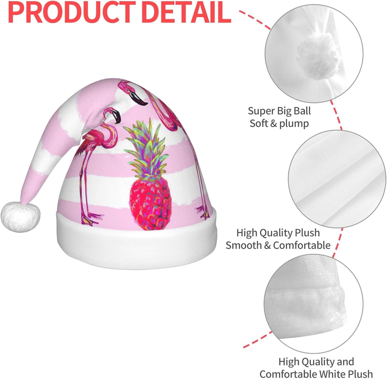 Summer Tropical Flamingo and Pineapple Santa Hat for Christmas