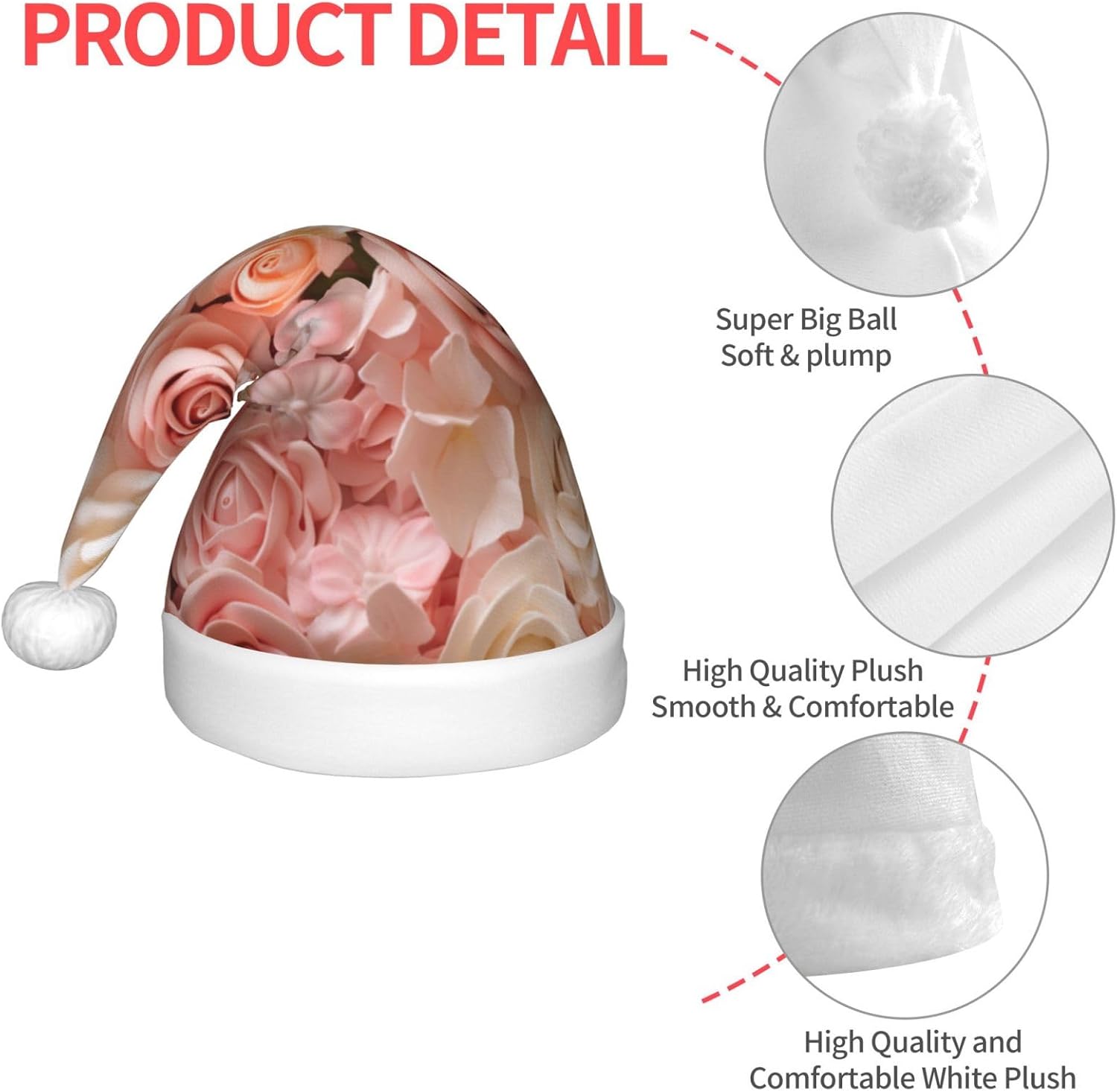 Beautiful Flower Cake3 Print Christmas Santa Hat Small Size