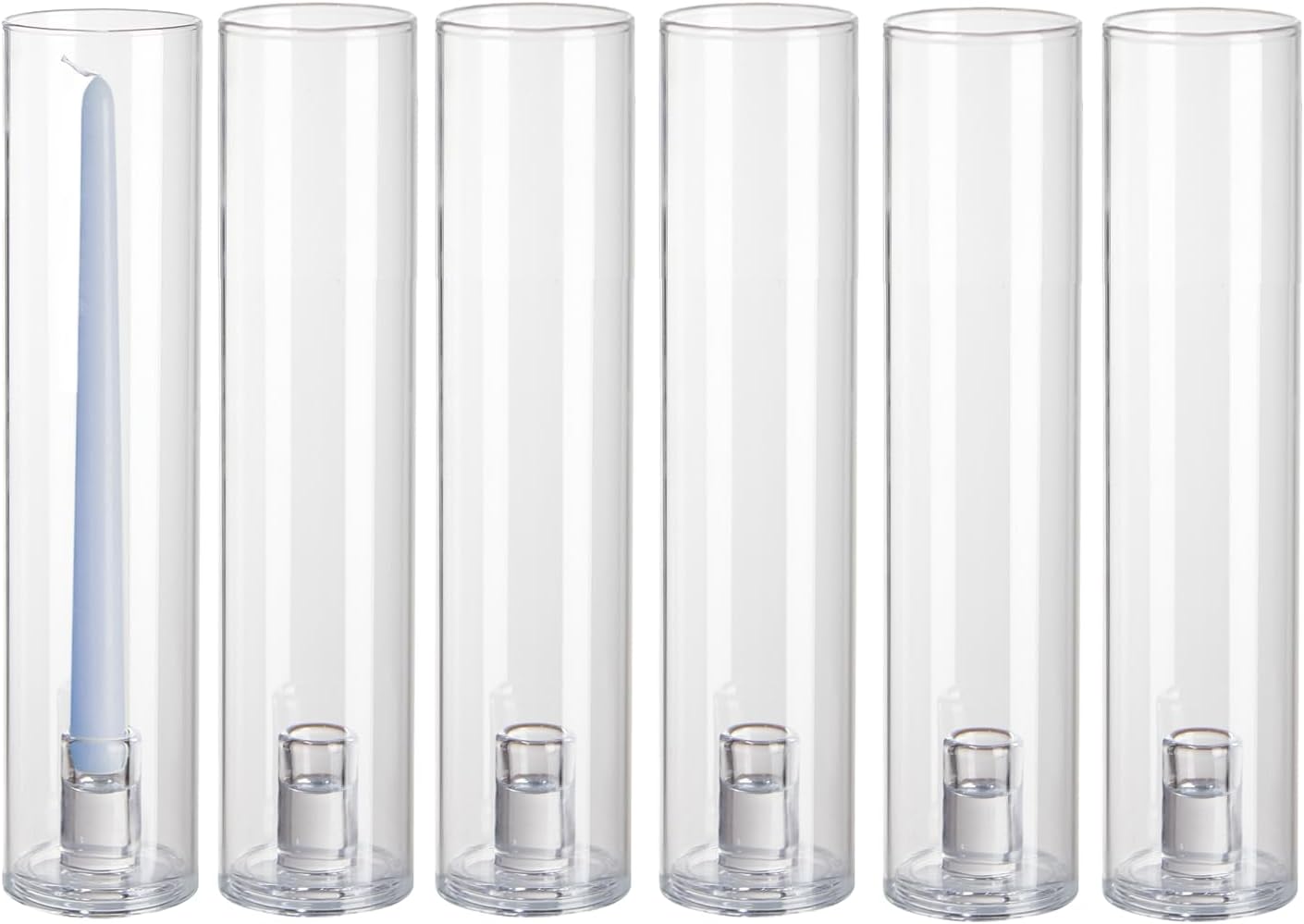 Willceka Glass Hurricane Candle Holder 6pcs 12 Inch