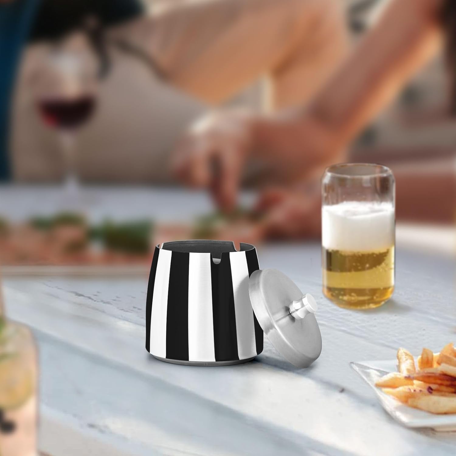 Stainless Steel Windproof Ash Tray for Outdoor Use