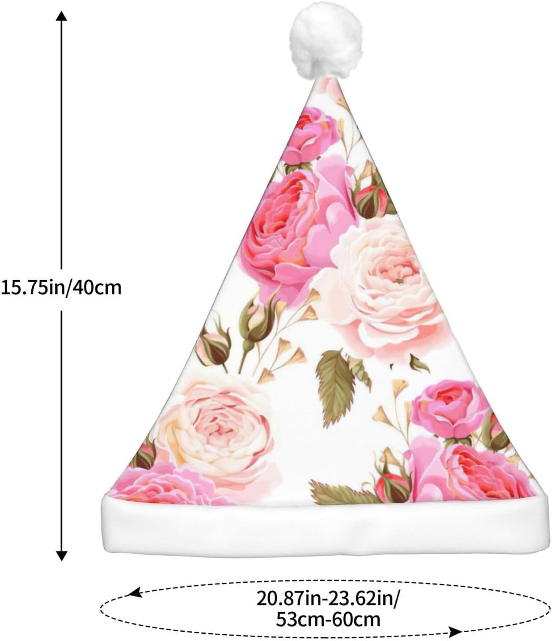 QINZHENG Rose Print LED Santa Hat for Christmas Party