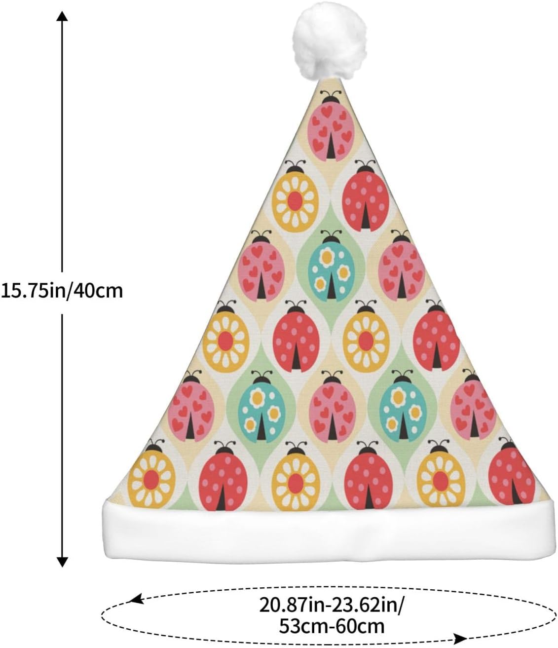 Ladybugs Cartoon Christmas Santa Hat Plush Light Up for Adults