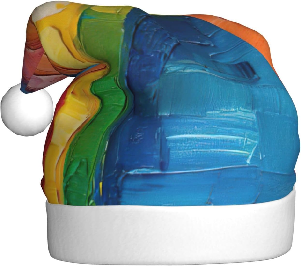 QINZHENG Personalized Santa Hat with Rainbow Print