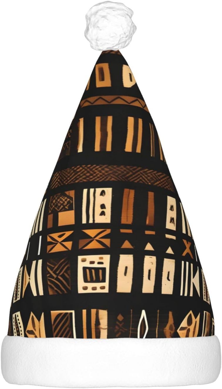 QINZHENG LED Christmas Santa Hat with Tribal Print