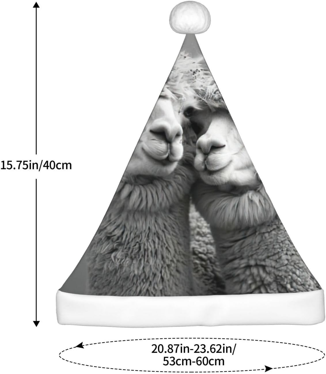 I Love Alpacas Plush Santa Hat for Adults