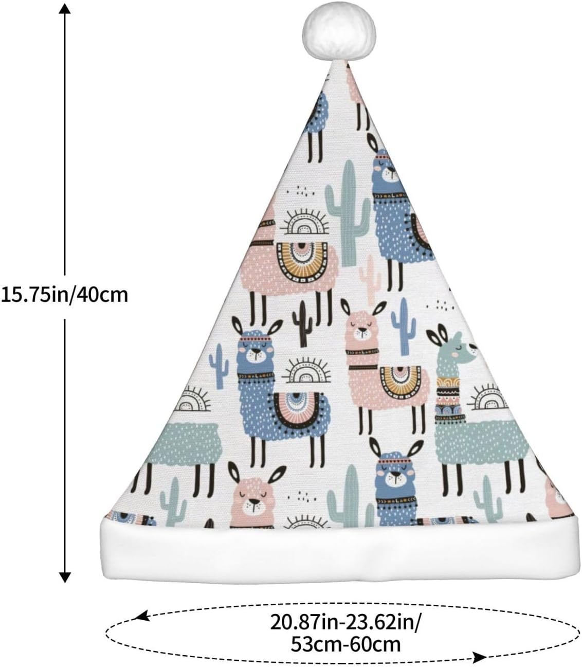 QINZHENG Llama Alpaca Cactus Print Santa Hat