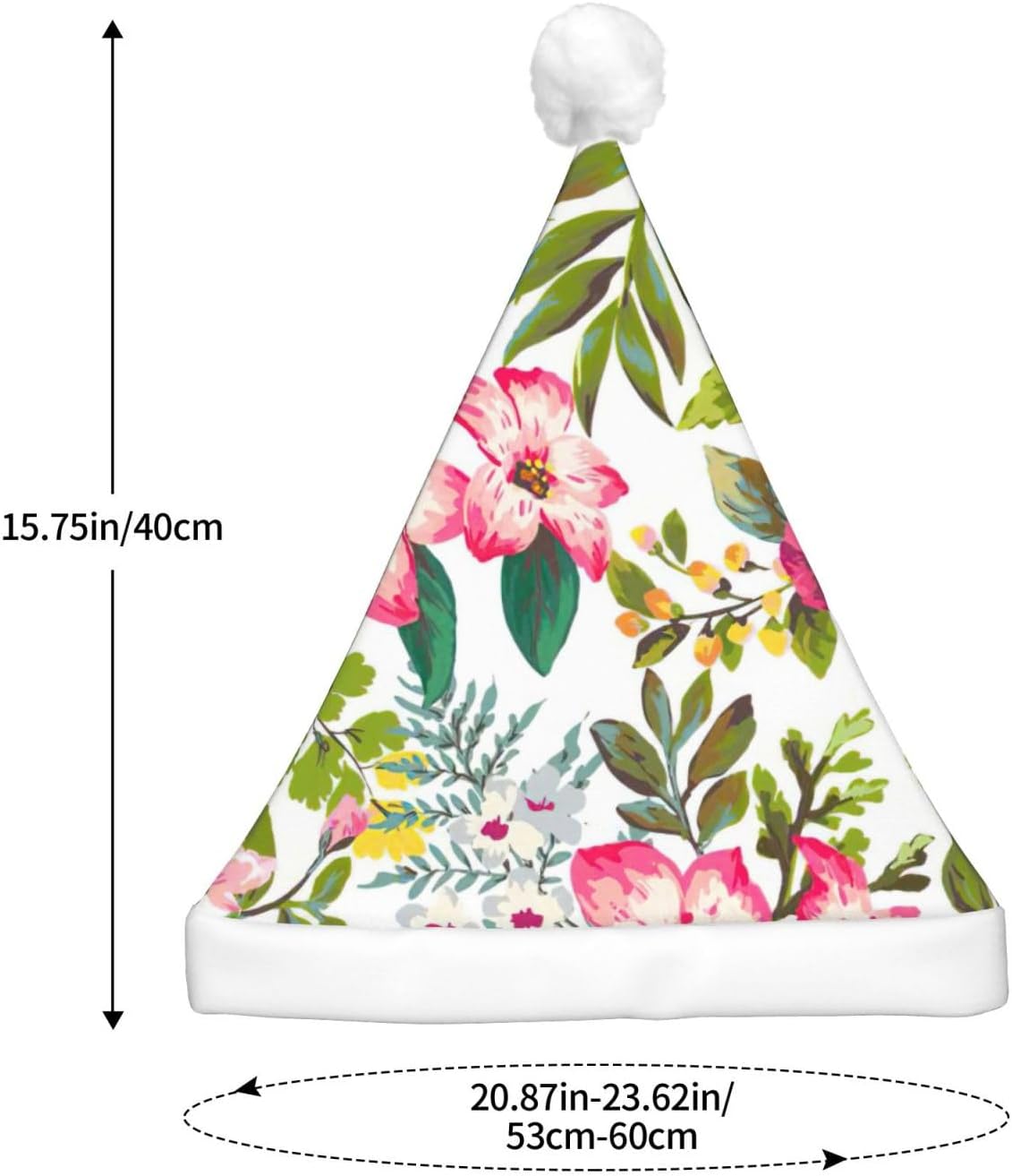 Hibiscus Flowers Christmas Santa Hat Plush Light Up Funny Adult Party Hat