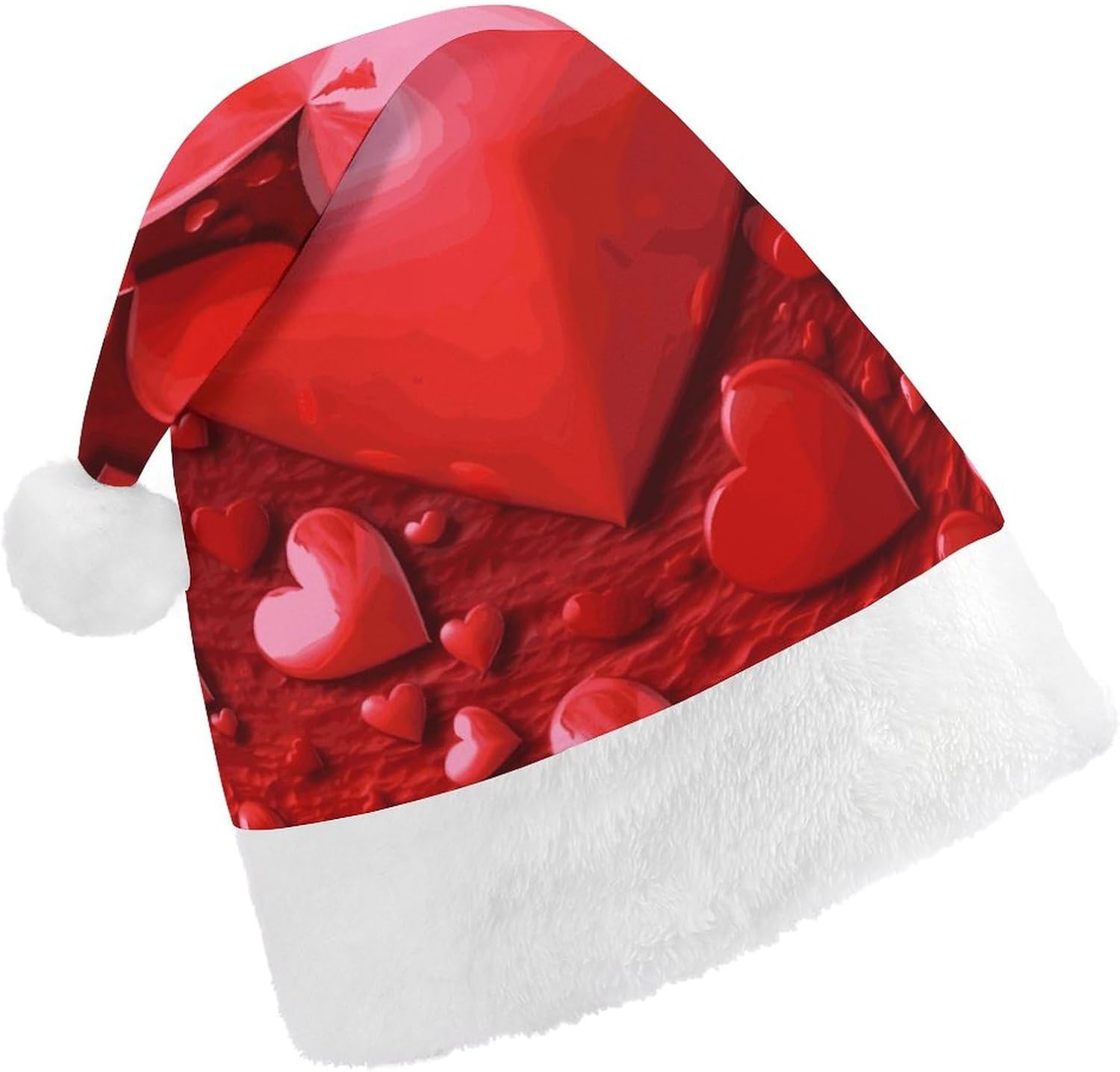 Christmas Santa Hat with Hearts for Adults