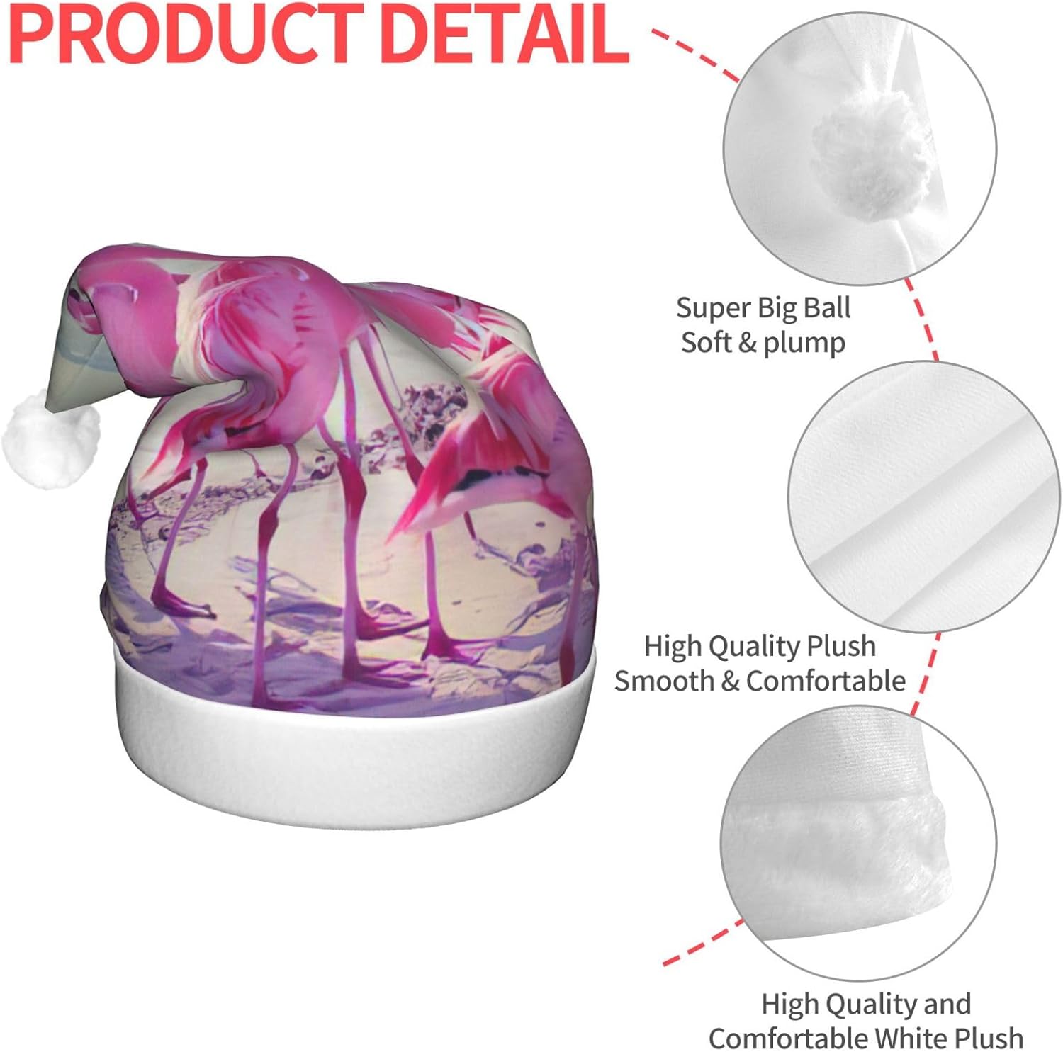 Flock of Pink Flamingos Christmas Santa Hat Plush Light Up Funny Adult Hat