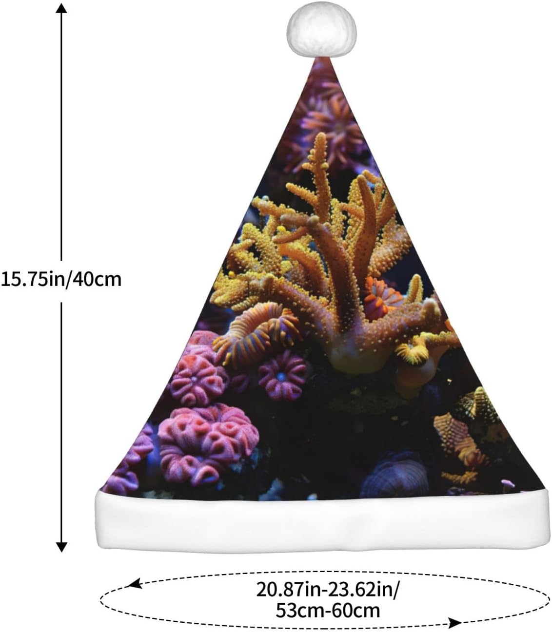 Coral Reef Christmas Santa Hat Plush for Adults