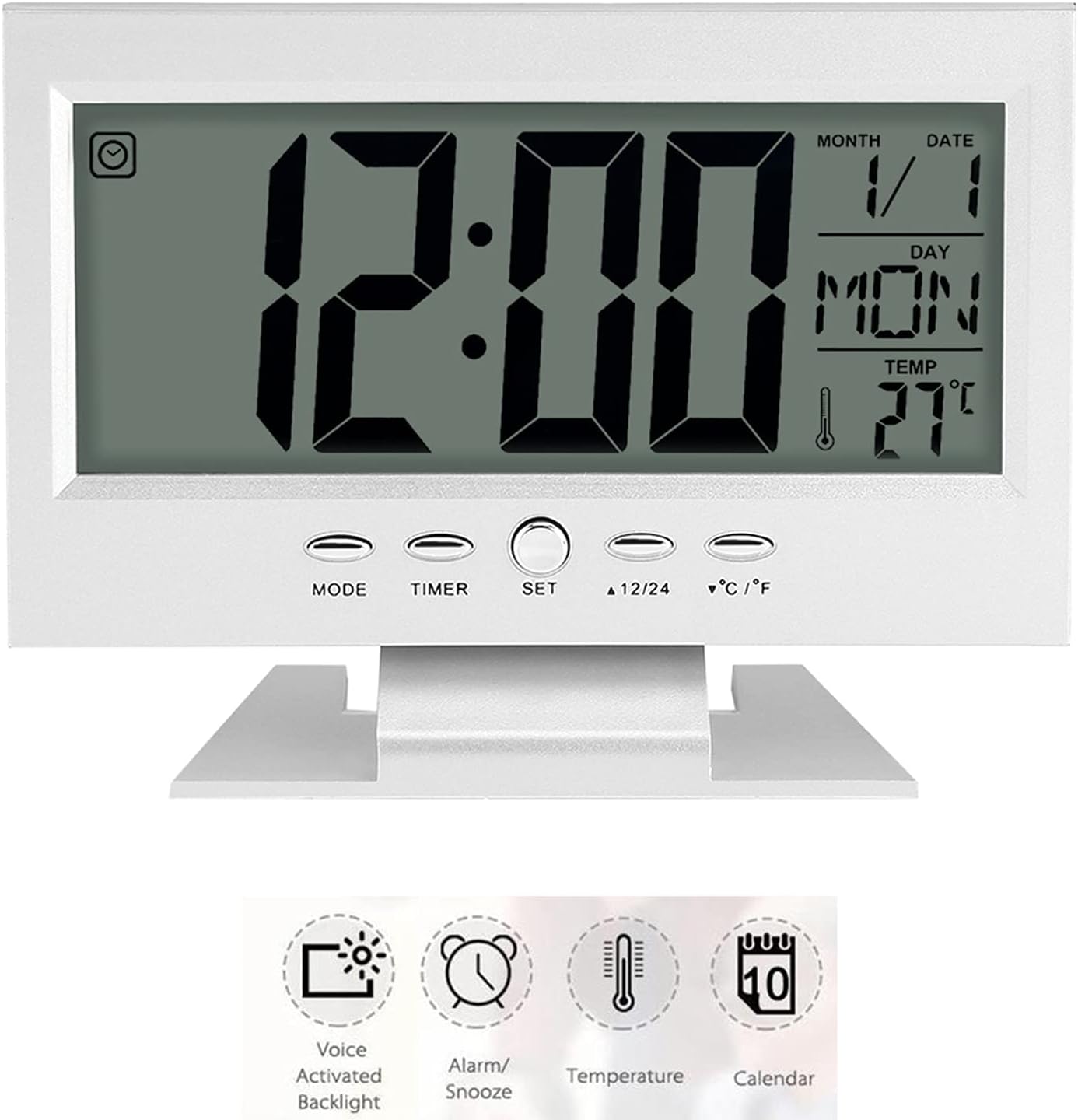 LCD Digital Alarm Clock with Calendar and Temp Display