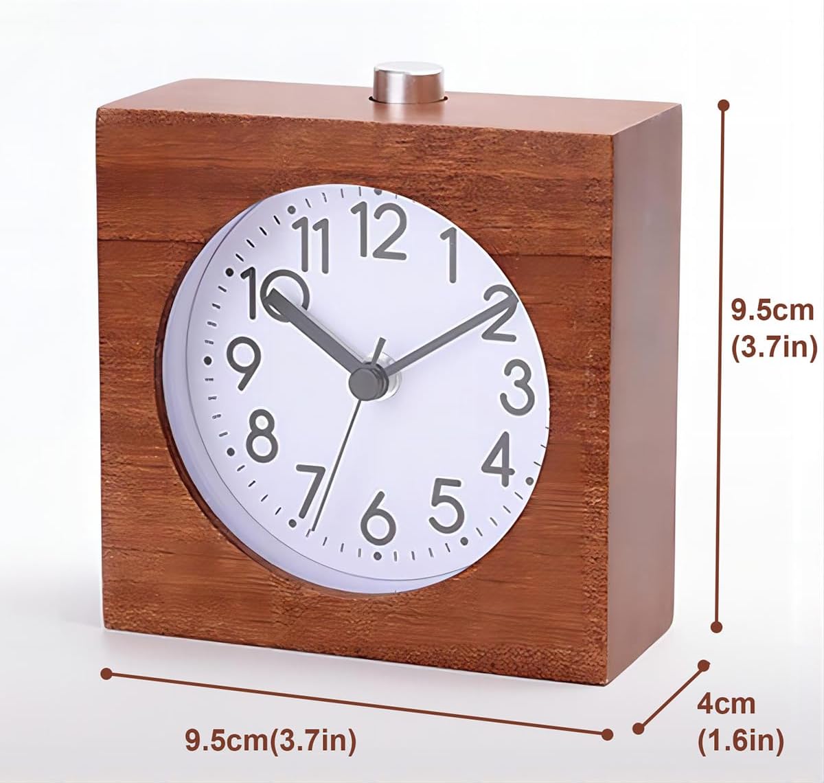 Lancoon Wooden Analog Alarm Clock with Night Light and Snooze Function