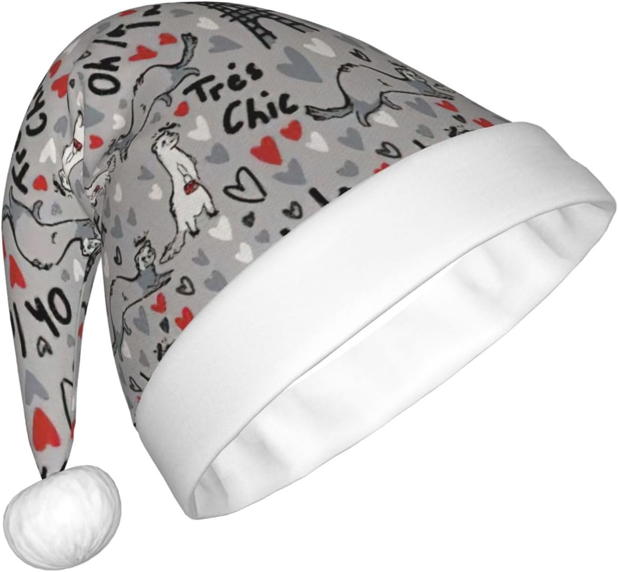 French Fashion Santa Hat Plush Comfortable Christmas Headwear For Adults