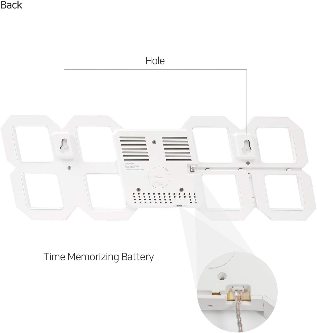Mooas 3D Pure Slim L LED Clock with Remote Control