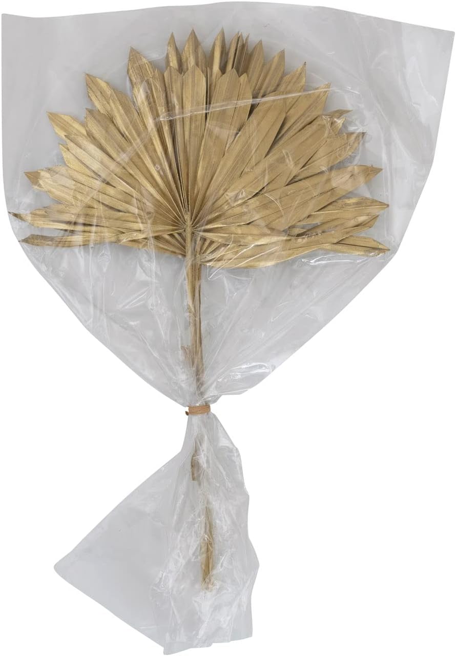 Creative Co Op Dried Sun Cut Palm Bunch in Gold Finish