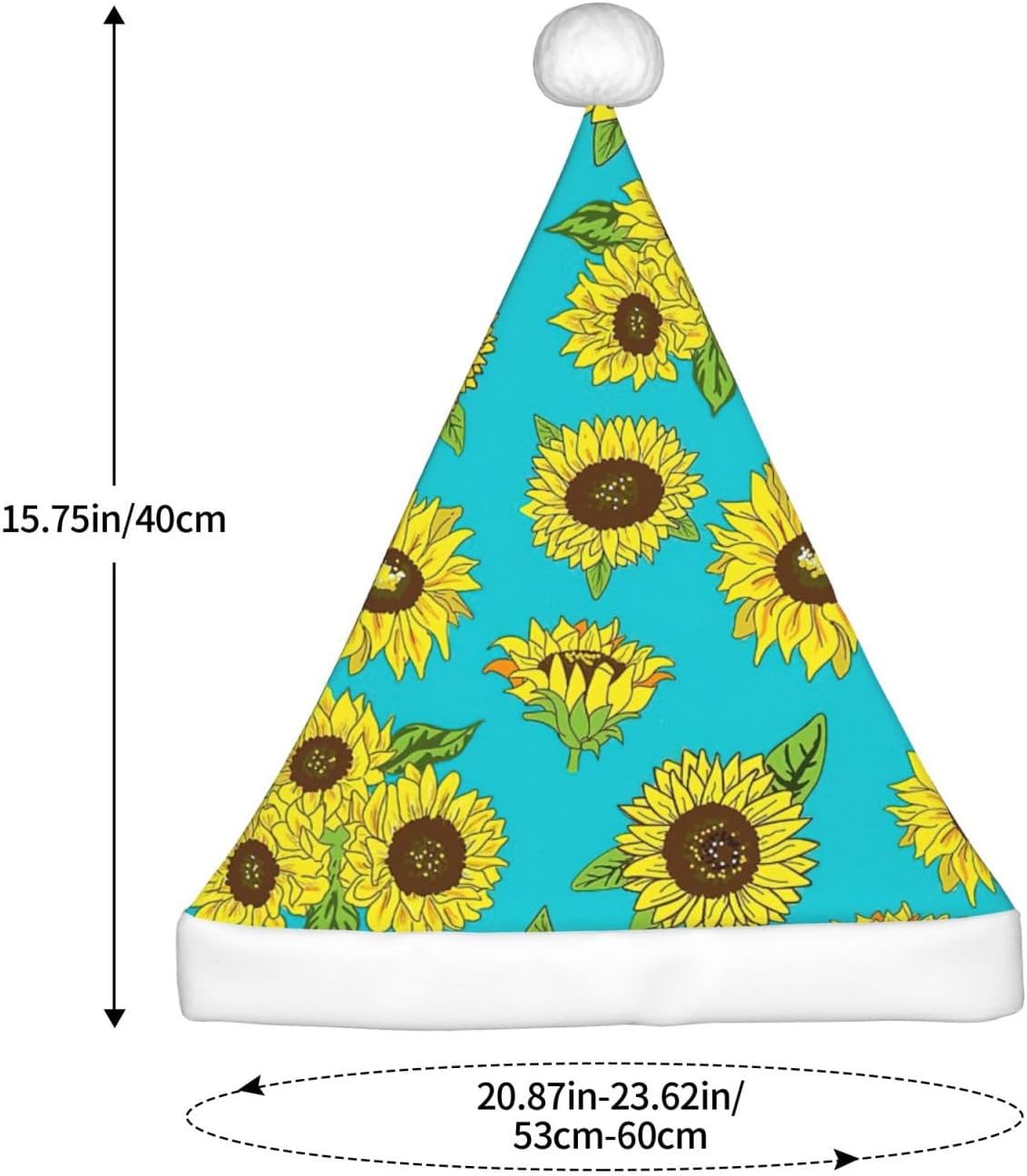 QINZHENG Sunflowers Print Santa Hat for Women Adult Christmas Gift