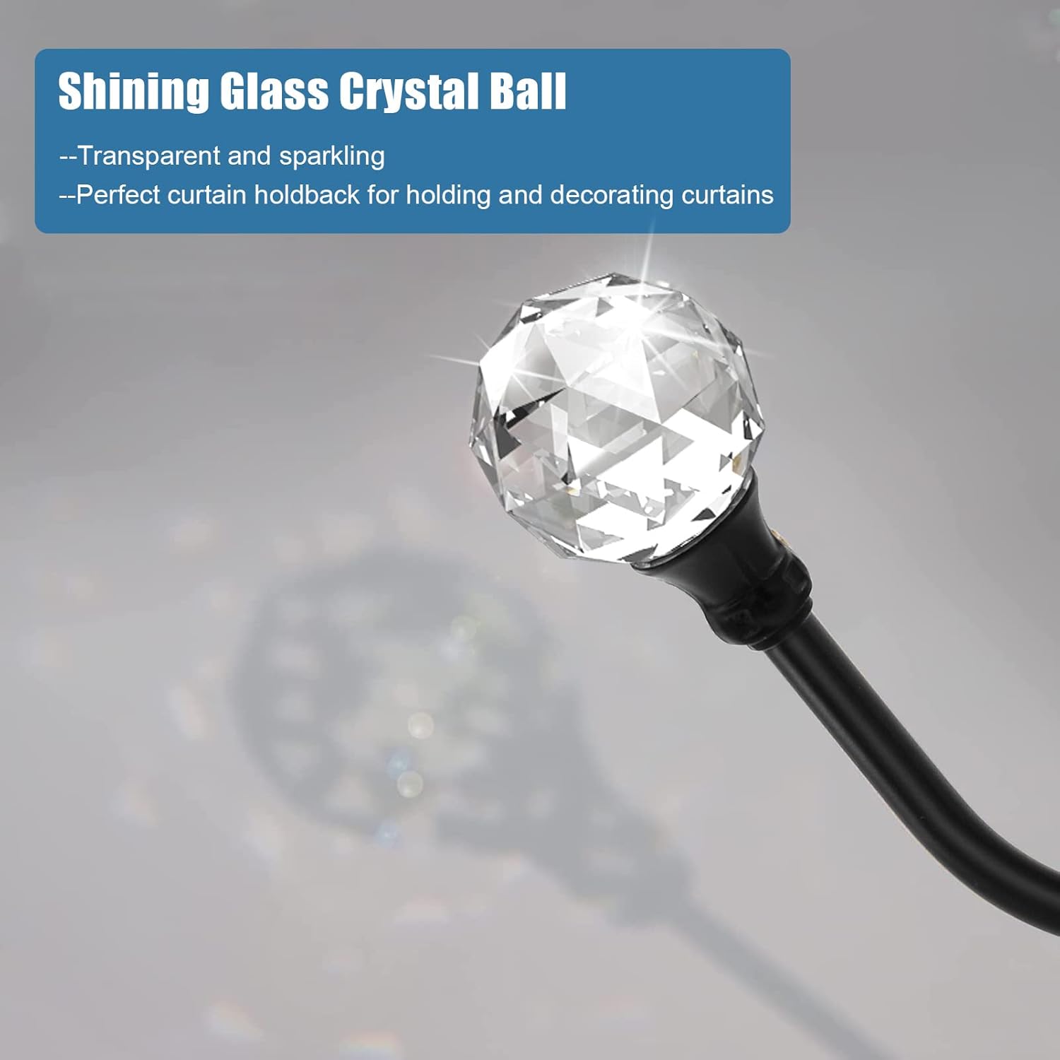 Crystal Curtain Holdbacks Black 4 Pack Heavy Duty