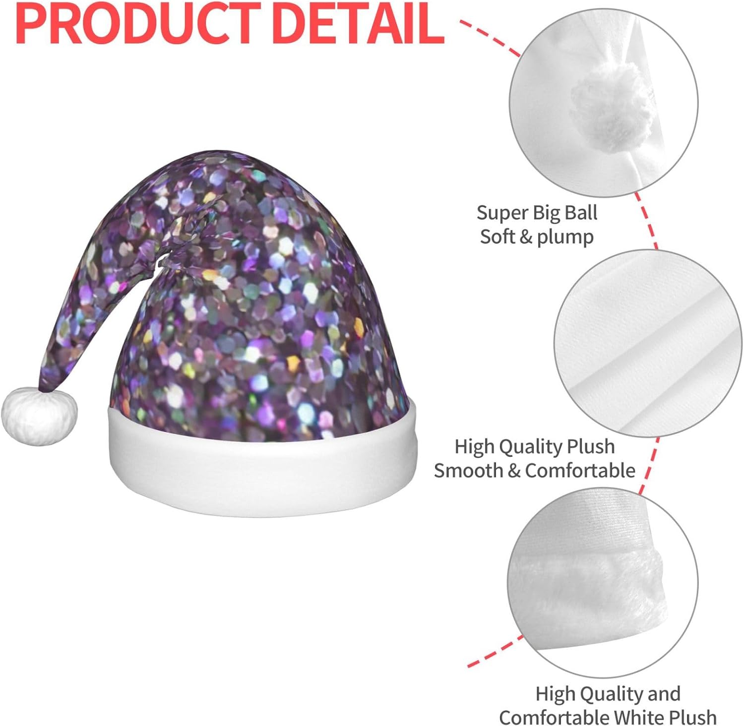 Sequin Pattern Christmas Santa Hat Small Size