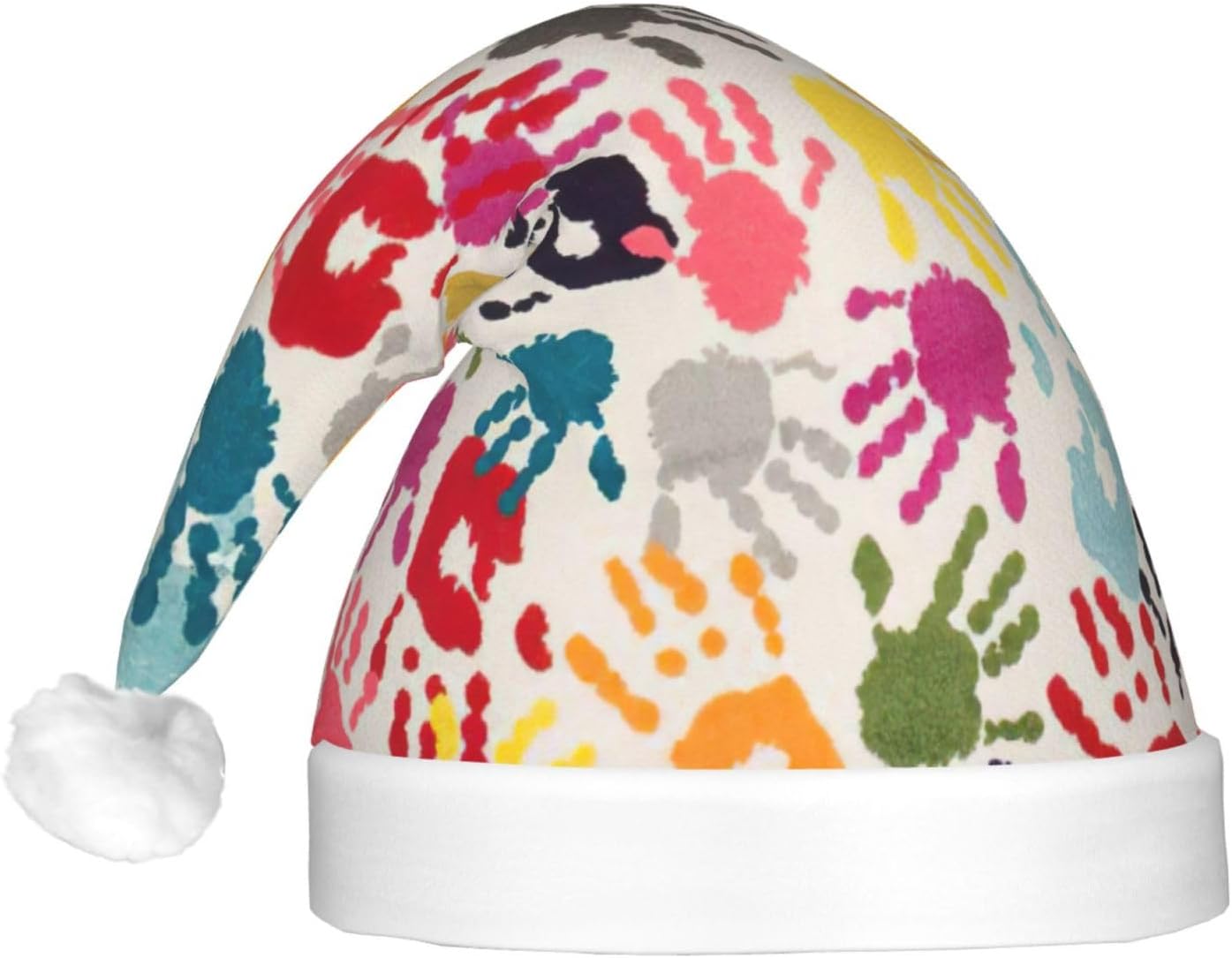 Hand Print Christmas Santa Hat Plush Light Up for Adult