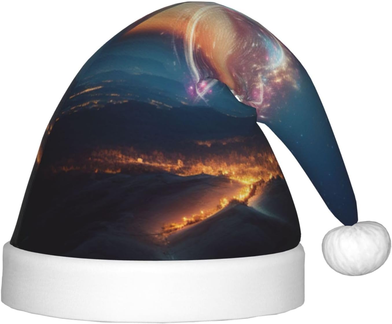 Shooting Star Heart Print Christmas Santa Hat Small Size