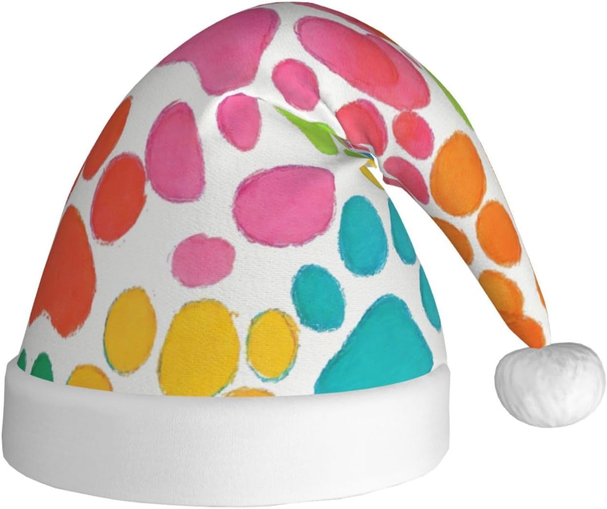 Bear Paw Print Christmas Santa Hat Plush Funny Adult Headwear