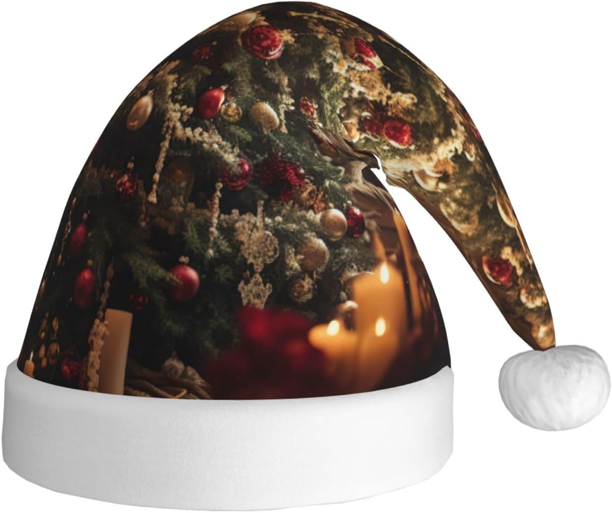 QINZHENG Personalized Santa Hat with Christmas Tree Print