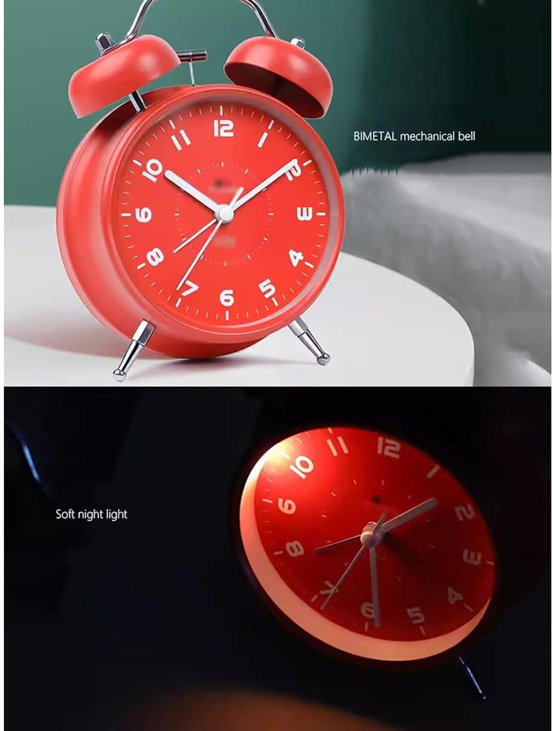 Super Loud Alarm Clock with Night Light and Double Bell