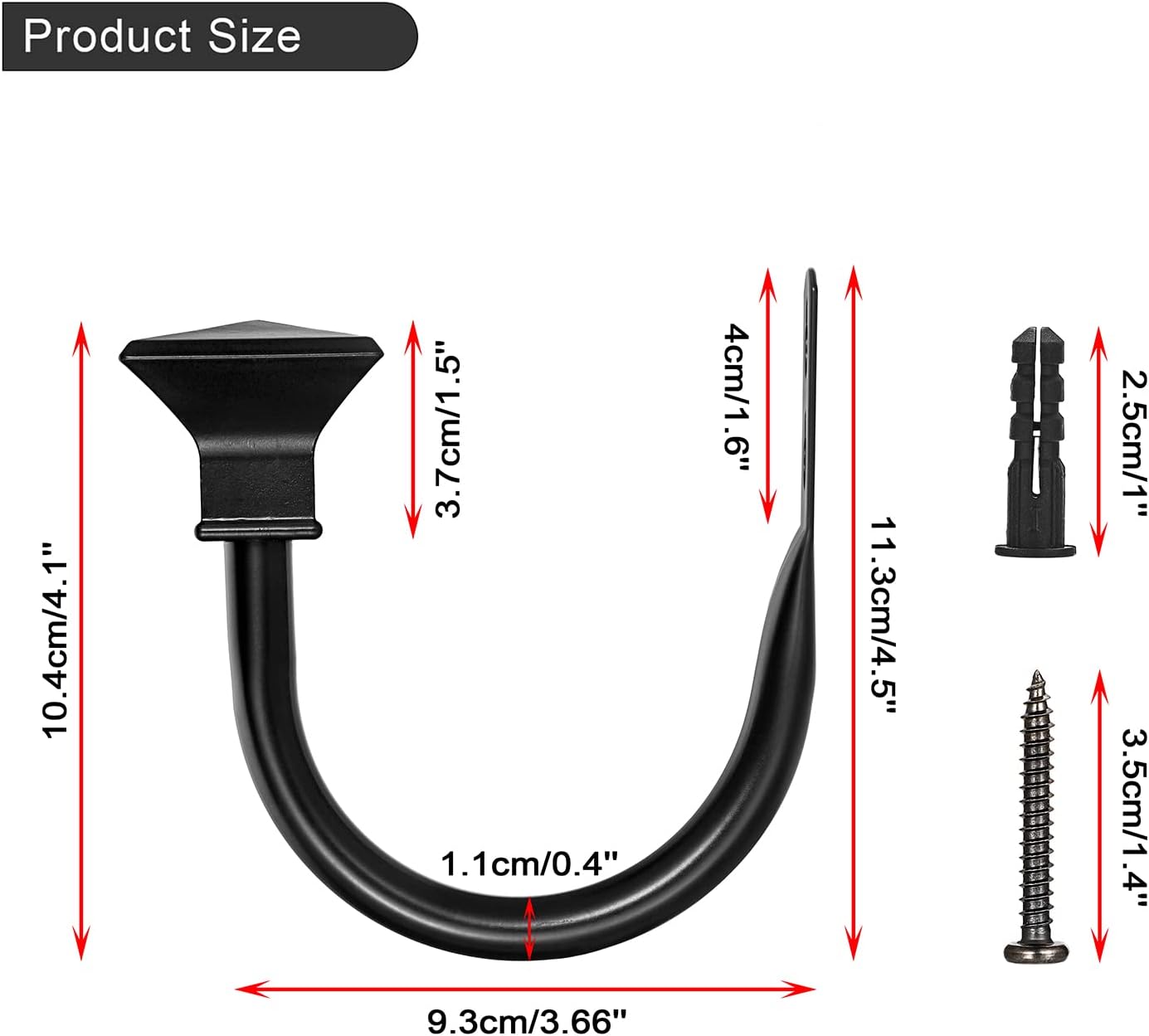 Sumnacon 4Pcs Square Metal Curtain Holdbacks Black