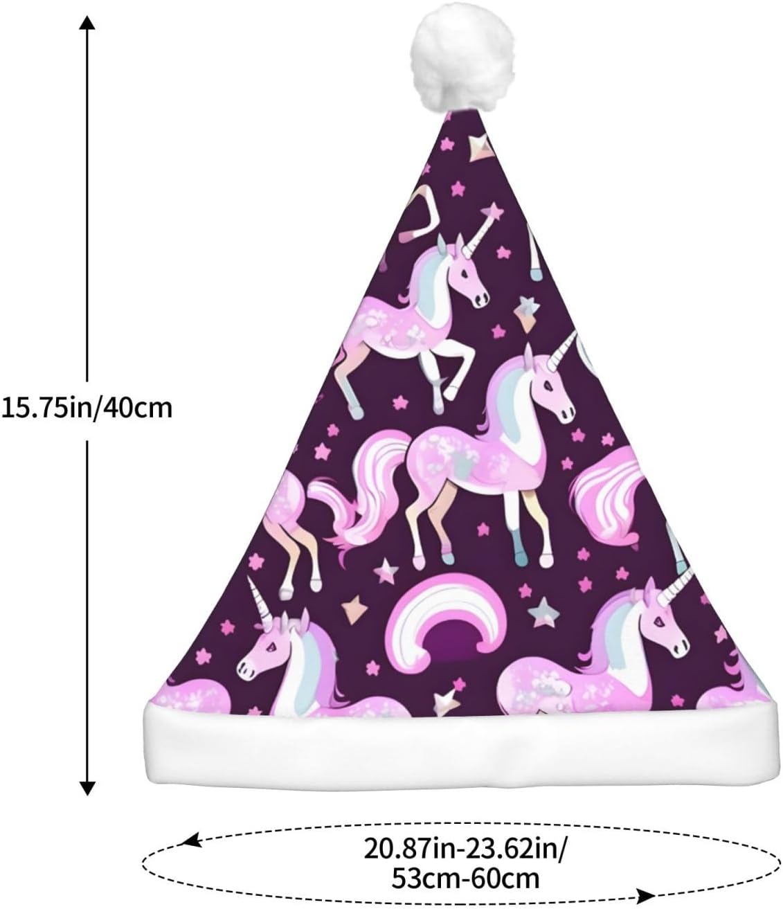 Unicorns Red Print LED Christmas Hat For Adults