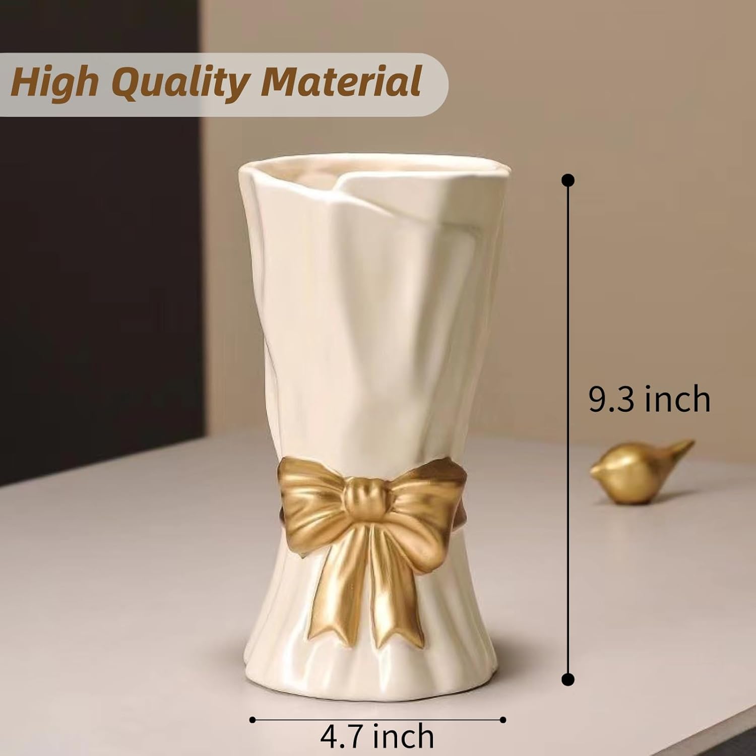 WLGRANJIA Bow Vase White Ceramic for Home Decor