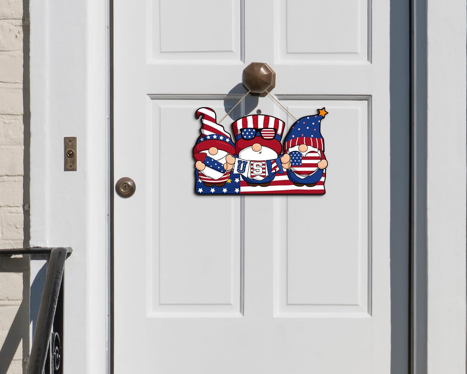4th of July Wooden Flag Wall Sign with Rope