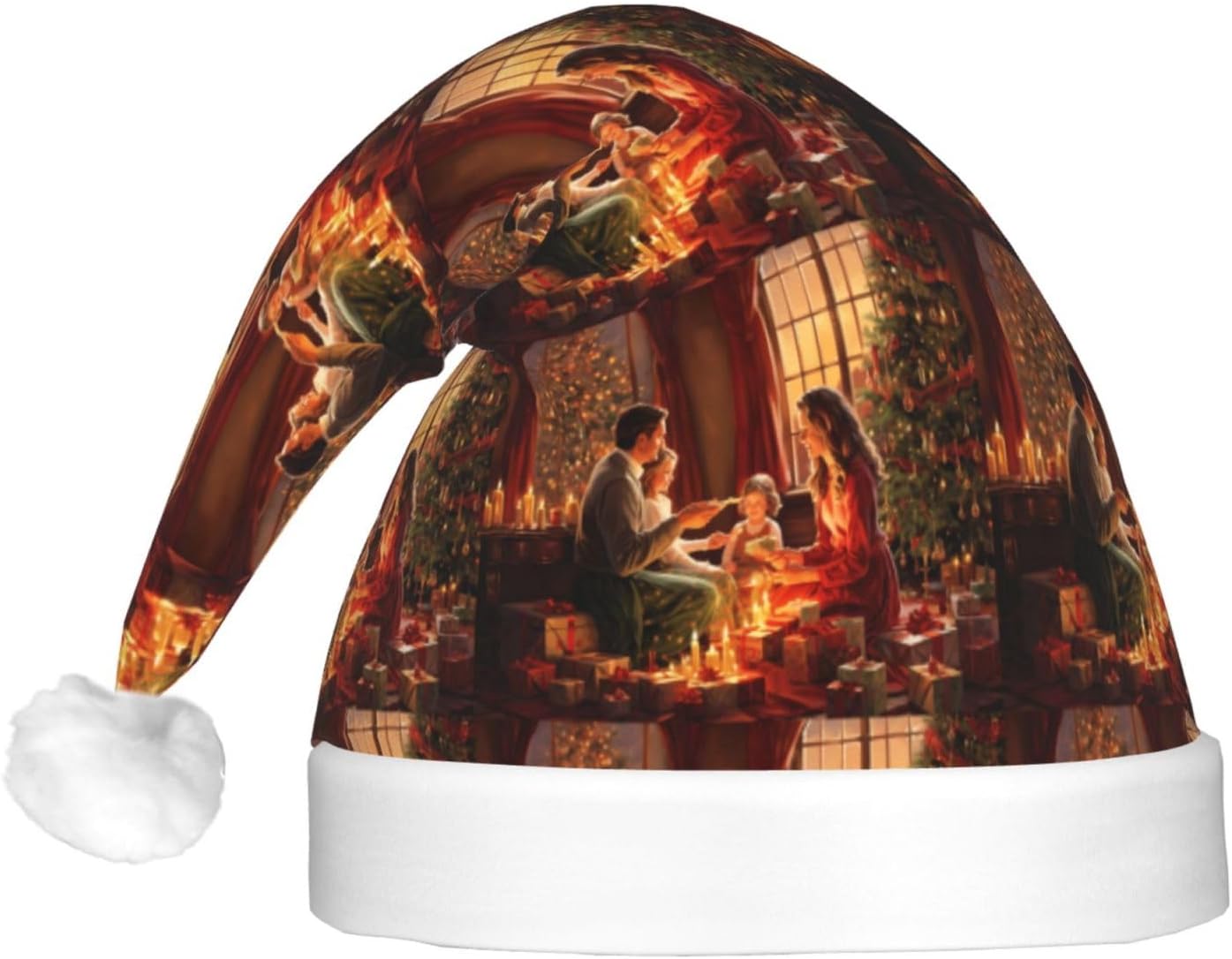 Merry Christmas Santa Hat Plush Light Up for Adults