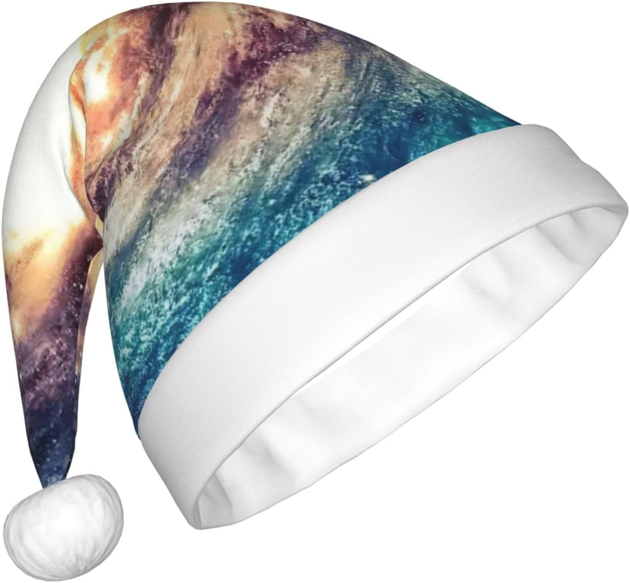 QINZHENG Galaxy Print Santa Hat for Women