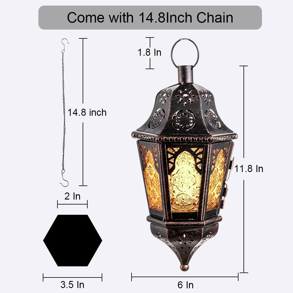 NEEDOMO Vintage Metal Candle Lantern with Chain