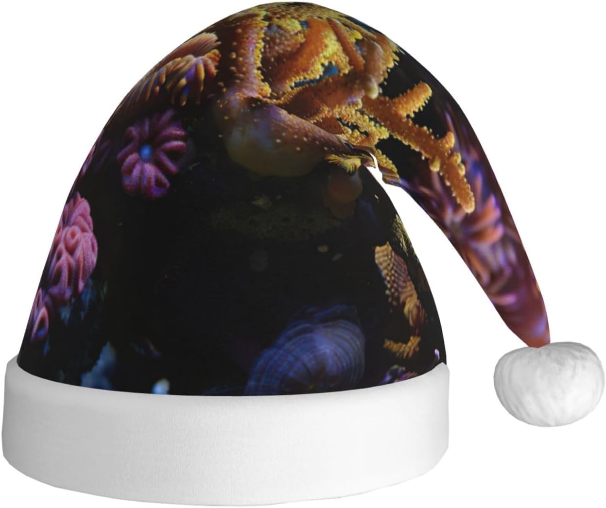 Coral Reef Christmas Santa Hat Plush for Adults