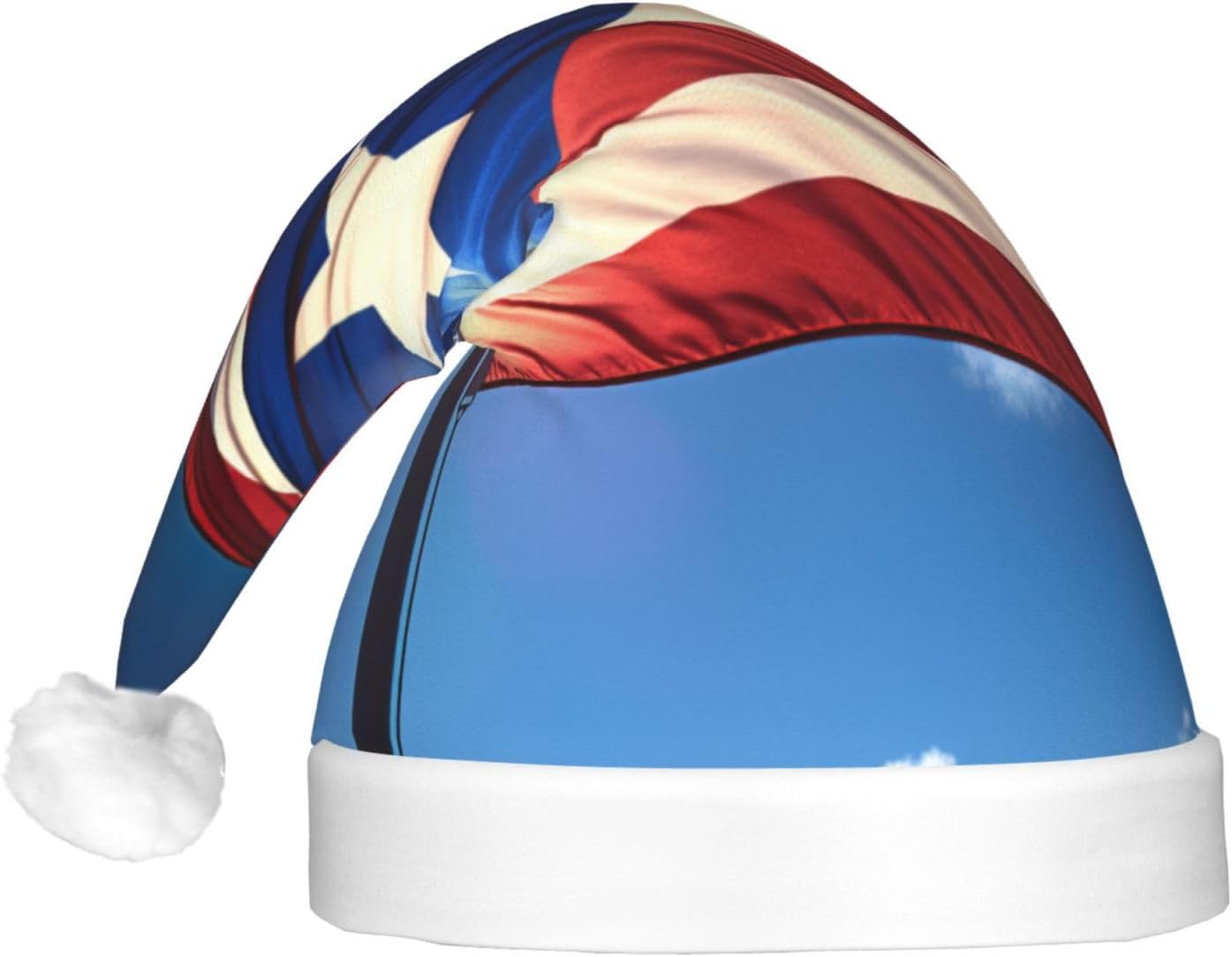 QINZHENG LED Christmas Santa Hat with PUERTO RICO Wallpaper Flag Print