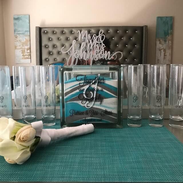Glass Personalized Blended Family Sand Ceremony Set with Lid