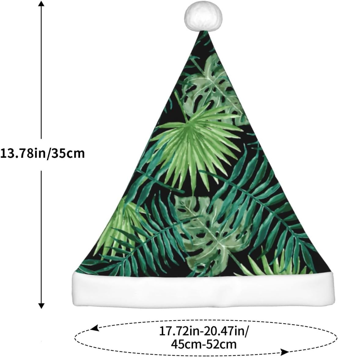 Transparent Palm Leaf Print Santa Hat for Christmas Party