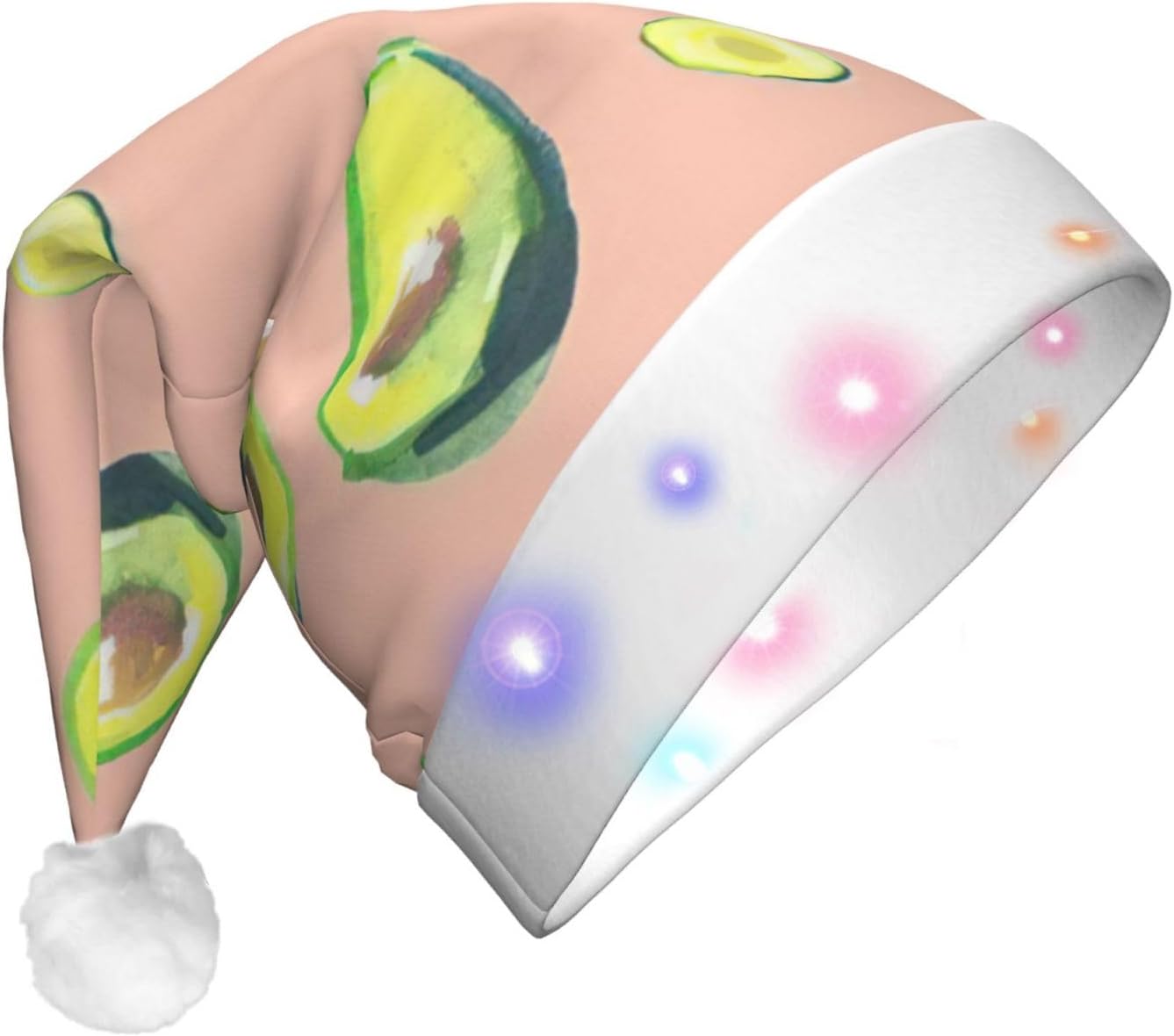 QIN ZHENG Avocado Print LED Christmas Hat for Adults