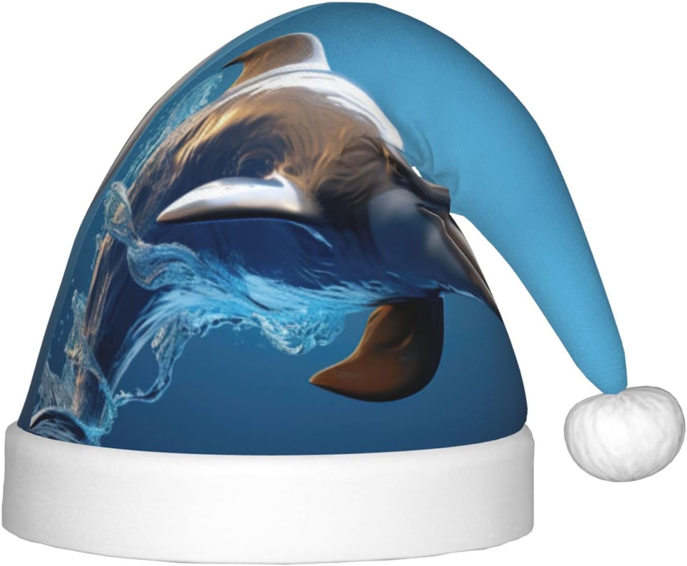 Unique 3D Dolphin Print Santa Hat Small Size