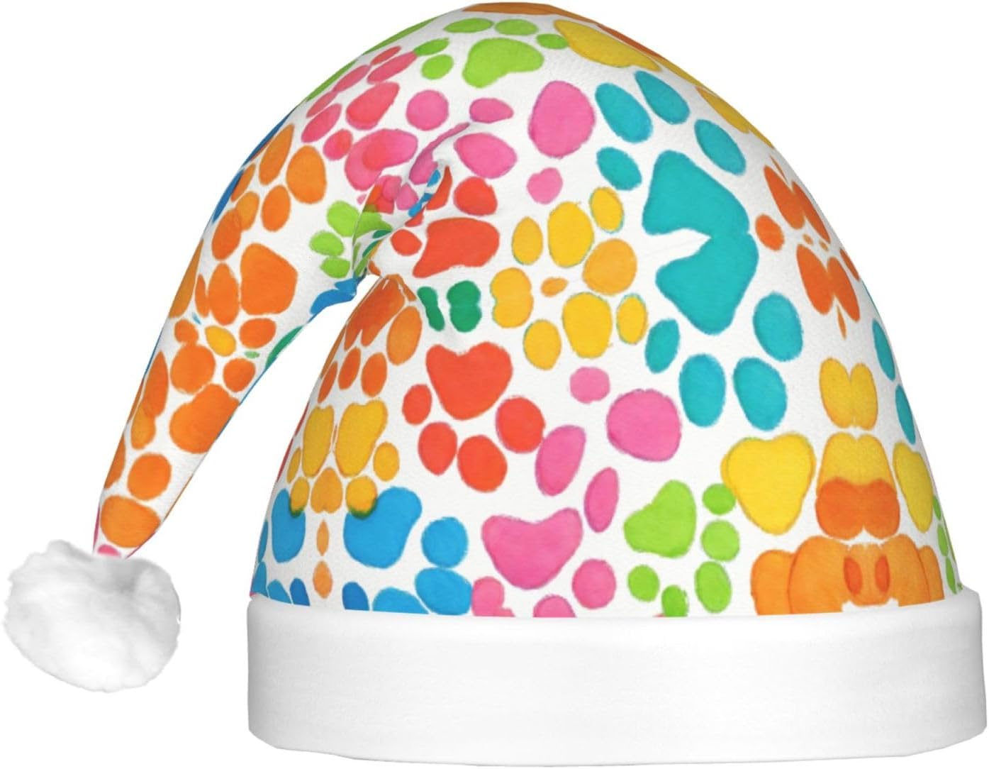 Bear Paw Print Christmas Santa Hat Plush Light Up Funny Adult Hat