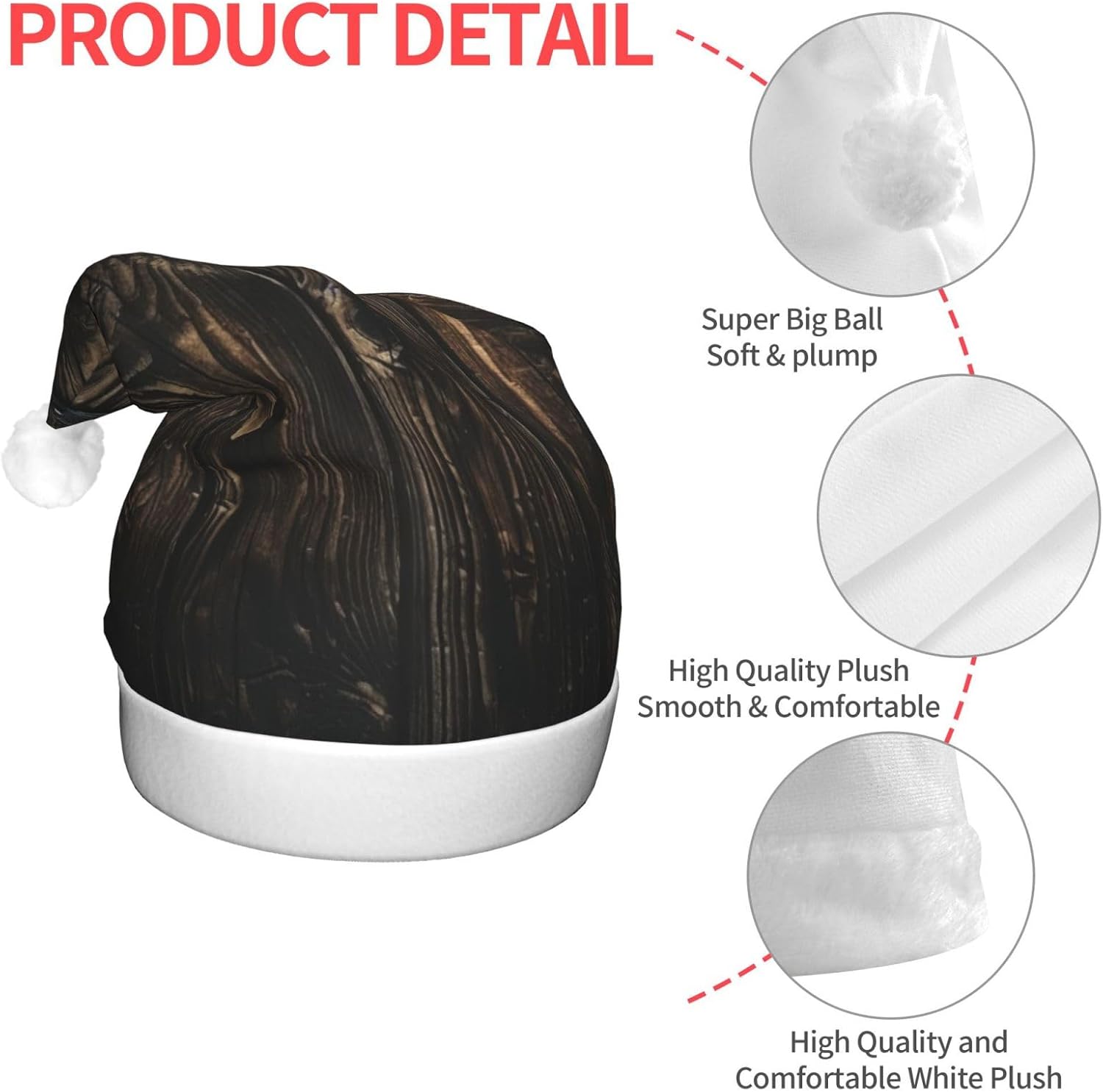 QINZHENG LED Christmas Santa Hat with Wooden Door Print