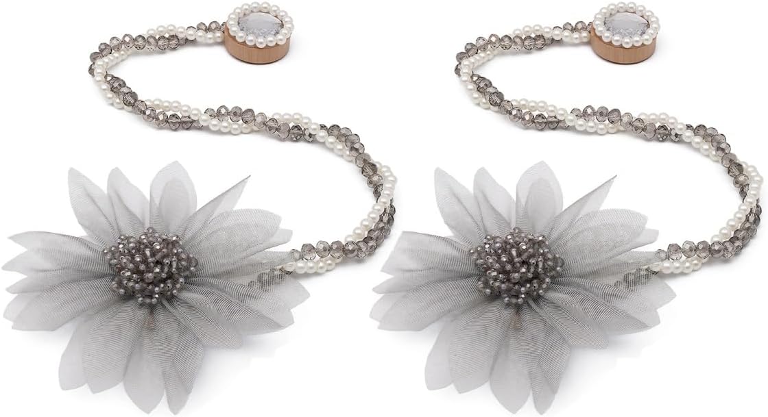 SUQ I OME 2 Pack Crystal Flower Magnetic Curtain Holdback