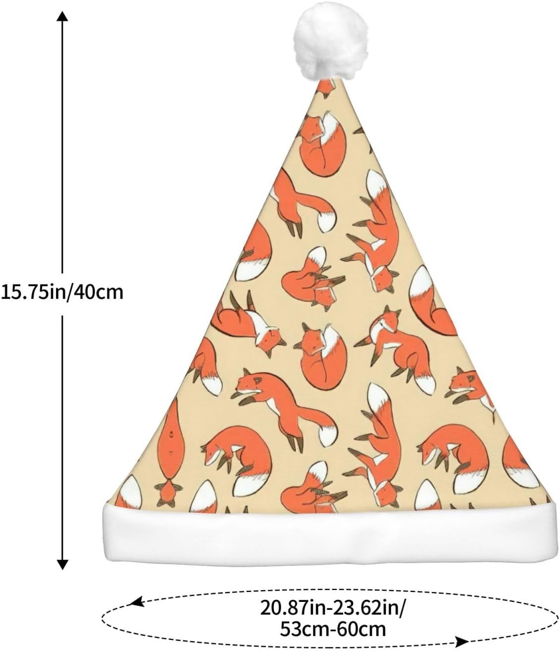 Many Foxes Print Christmas Santa Hat Plush Light Up for Adults