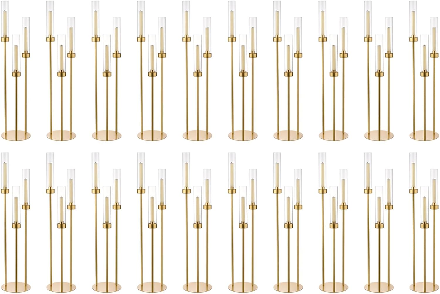 Vincidern 20pcs Gold Candelabra with Acrylic Lampshade