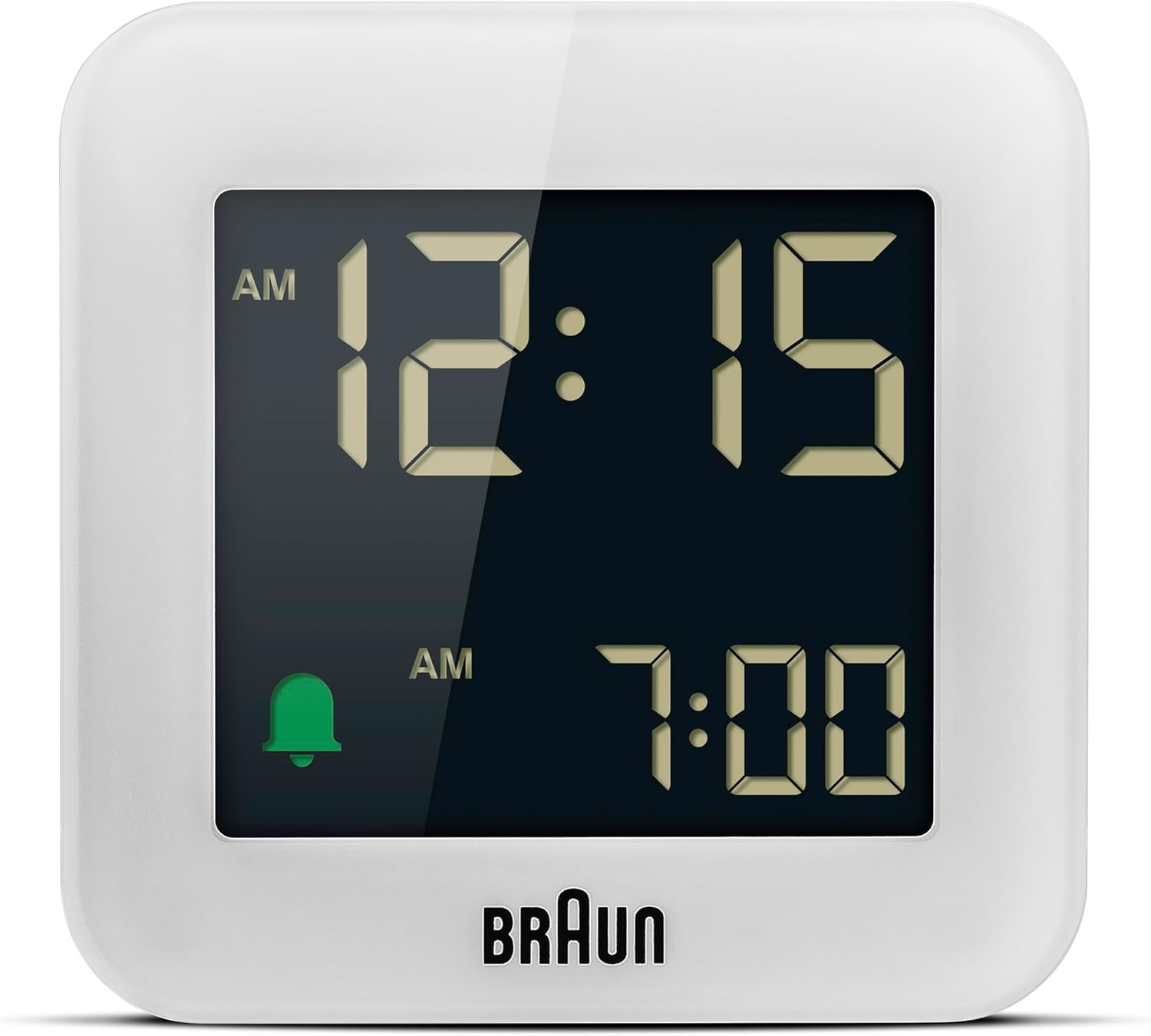 Braun Digital Travel Alarm Clock with Snooze and Negative LCD Display
